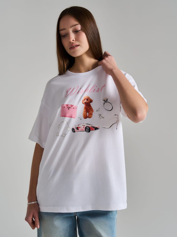 Футболка оверсайз из хлопка с принтом