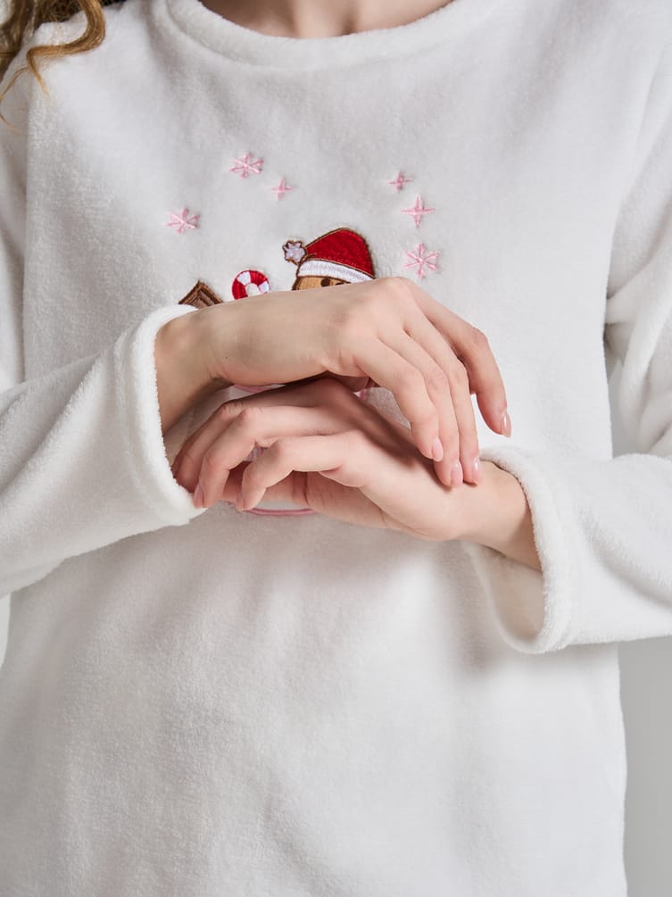 Плюшевая теплая пижама с пряничным человечком