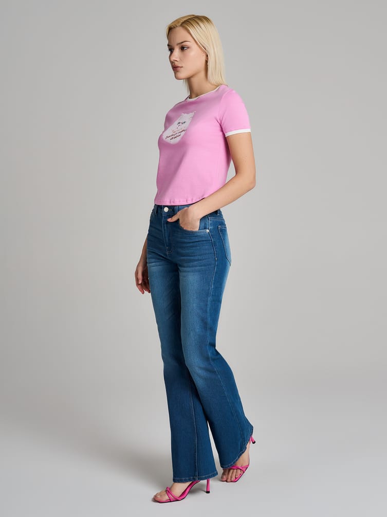 Футболка приталенная с принтом кота