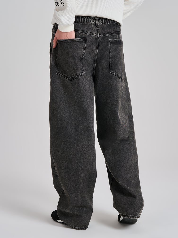 Джинсы широкие на резинке