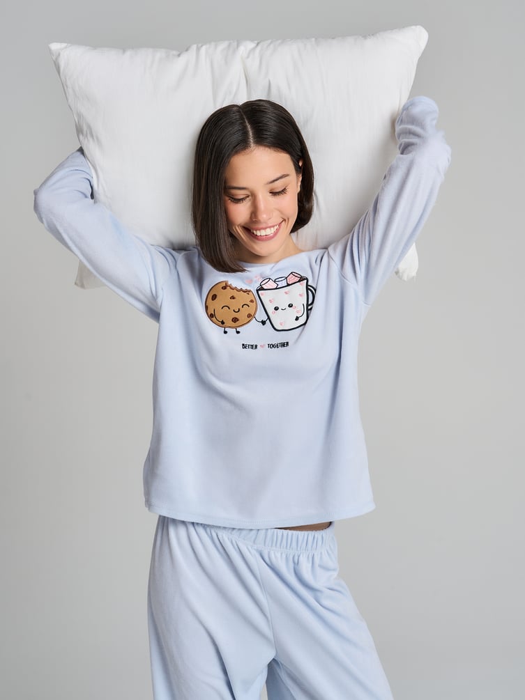 Пижама теплая с лонгсливом и брюками