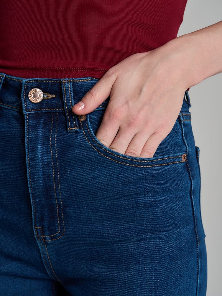 Джинсы широкие с завышенной талией