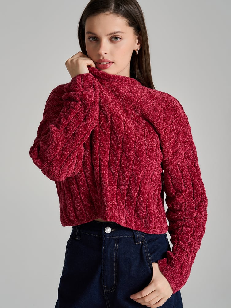 Джемпер трикотажный с косами