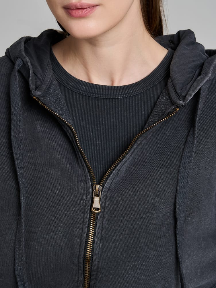 Зип худи оверсайз с вареным эффектом