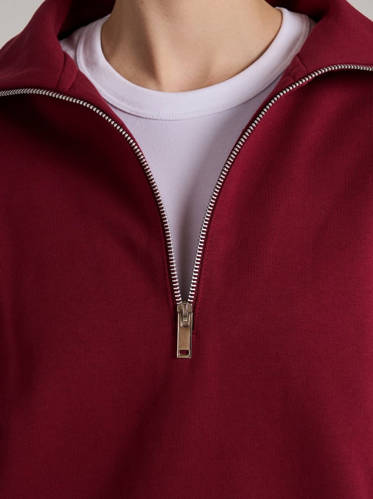 Теплая толстовка оверсайз с полузамком и начесом