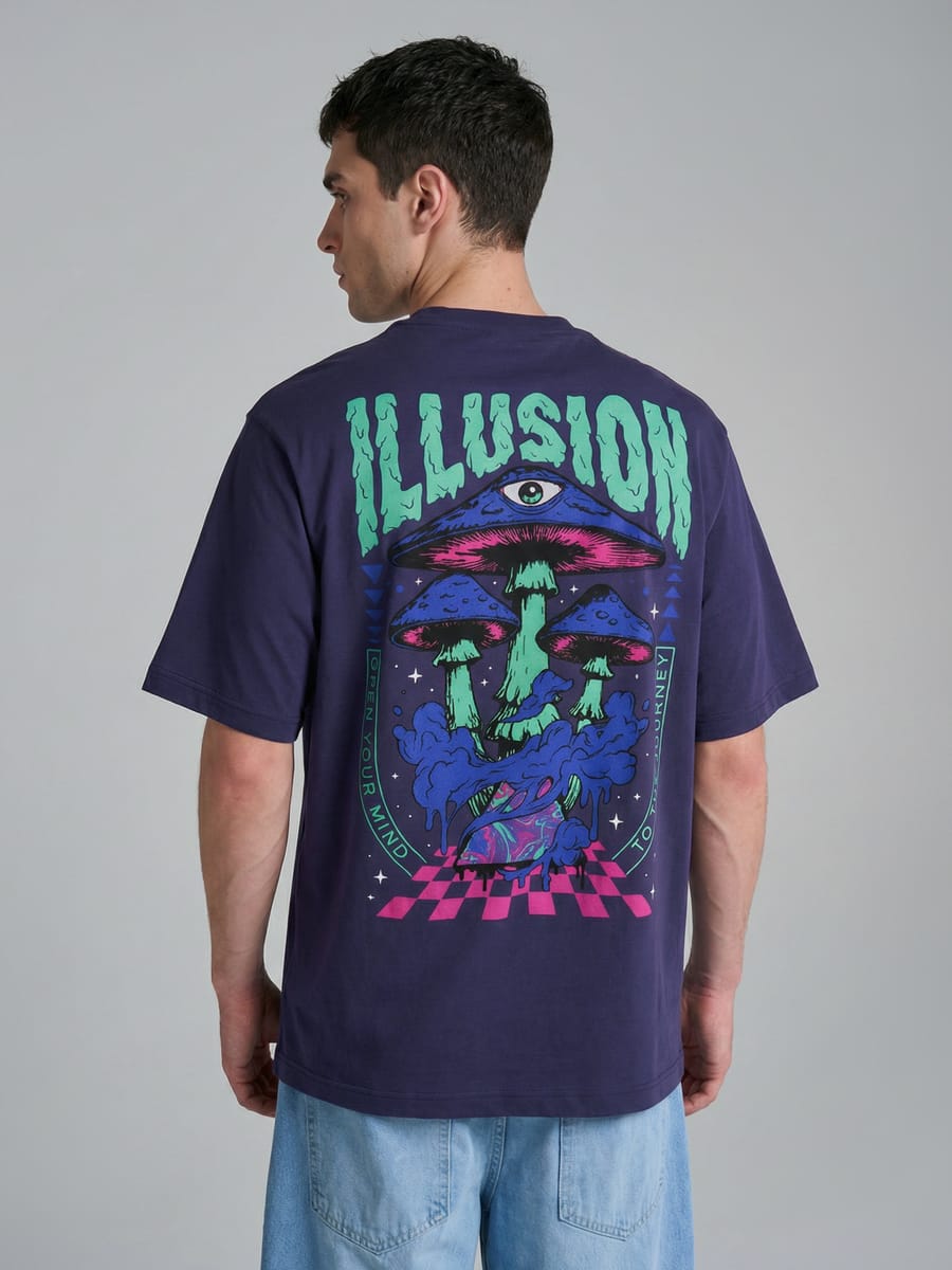 Футболка с принтом грибов на спине