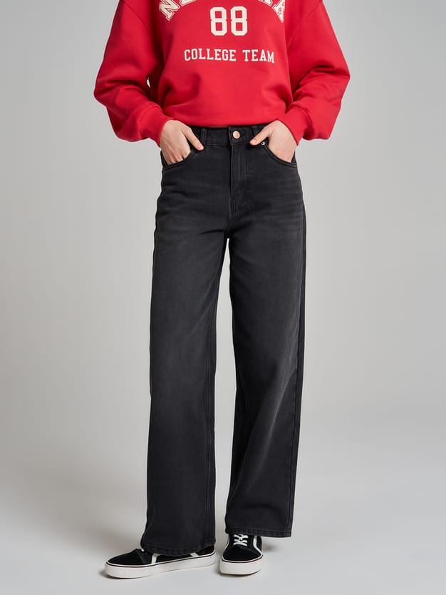 Джинсы багги с винтажной стиркой