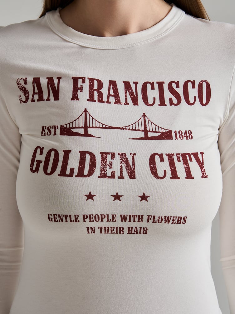 Лонгслив приталенный с принтом San Francisco