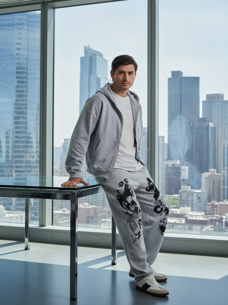 Брюки спортивные с принтом