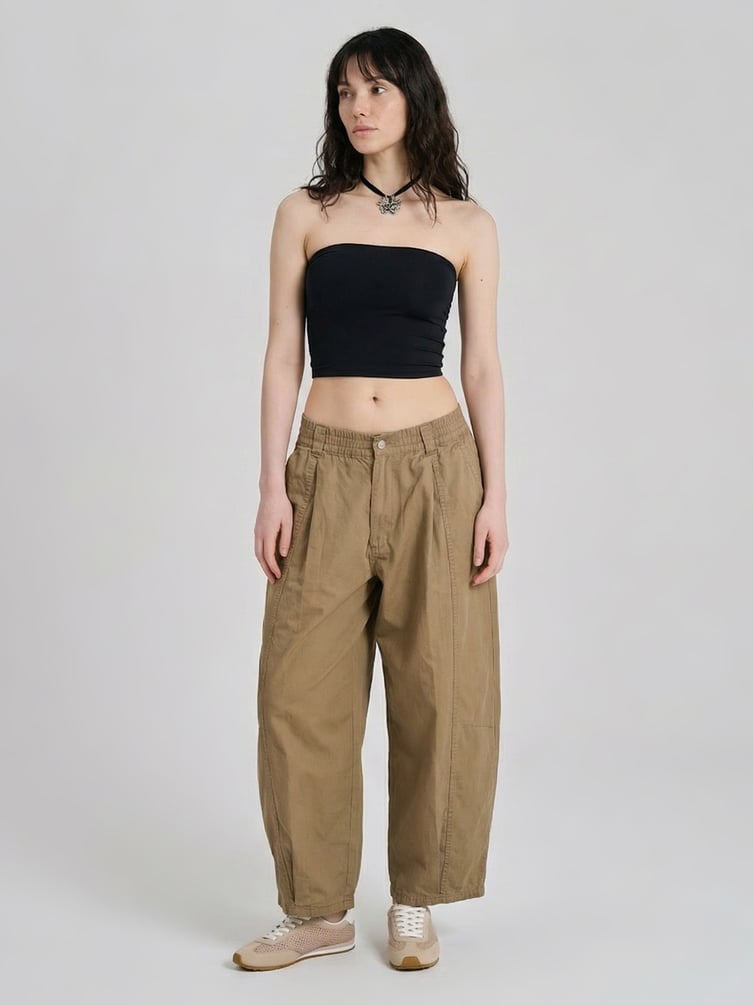 Брюки-бананы с защипами