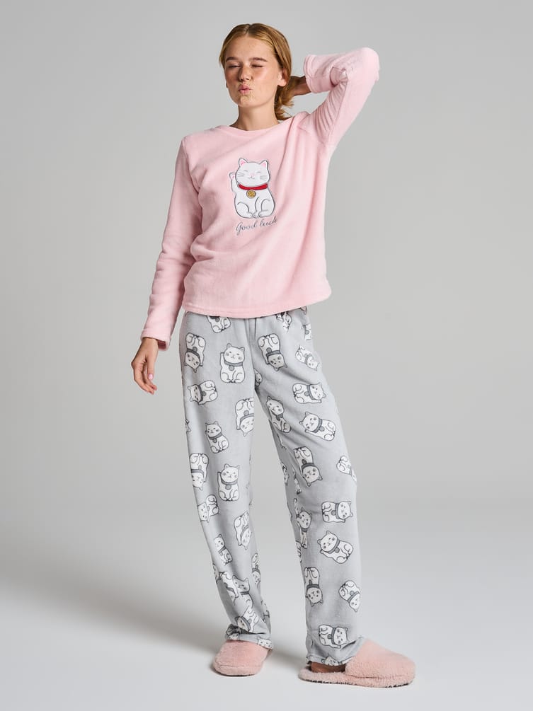 Теплая плюшевая пижама с кошечкой Манэки-нэко