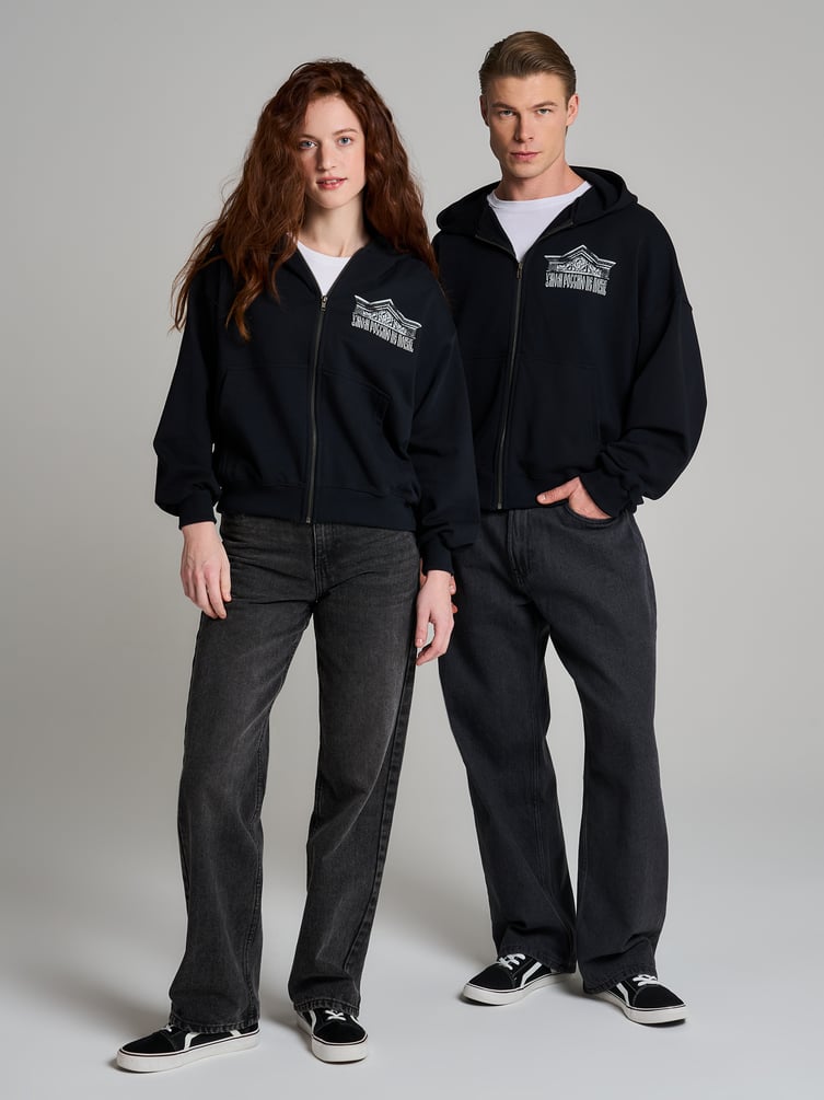 Толстовка оверсайз с капюшоном с принтом Russian Vibes