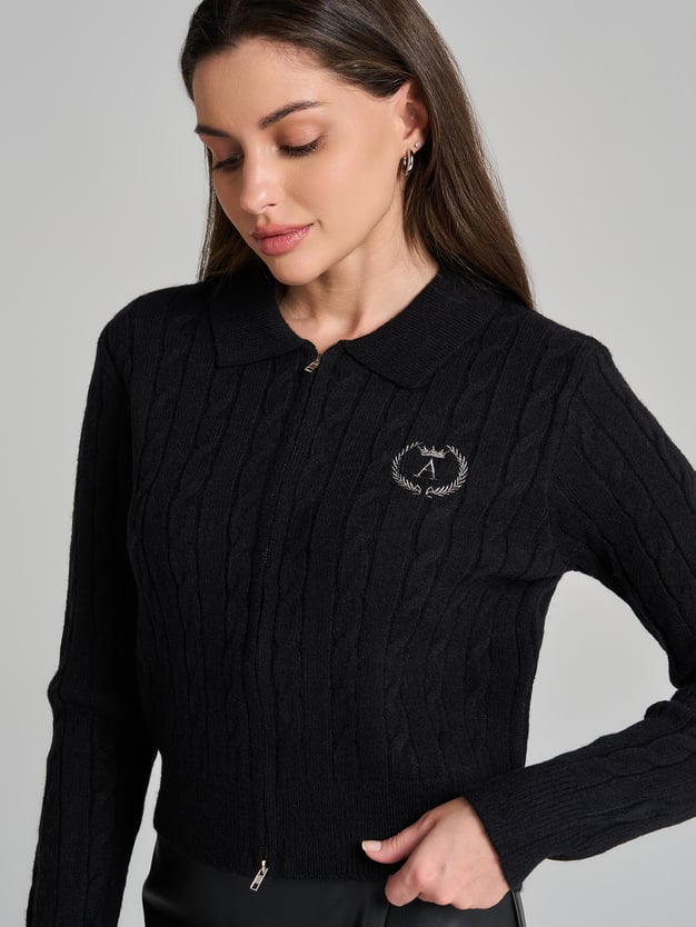 Кардиган на молнии с вышивкой