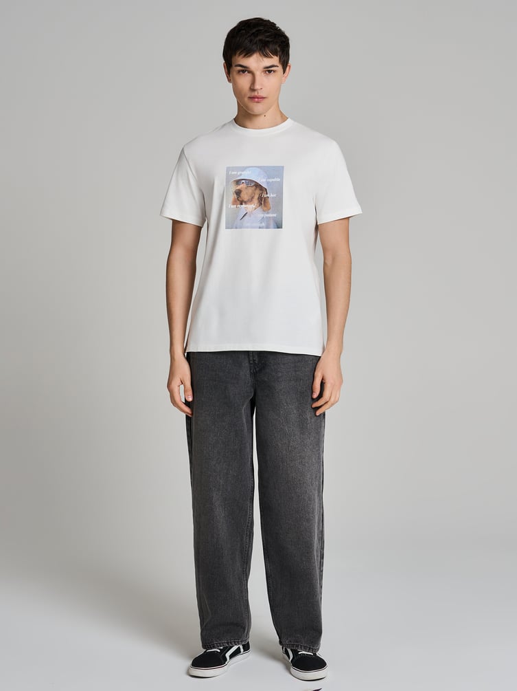 Футболка из хлопка с принтом собаки