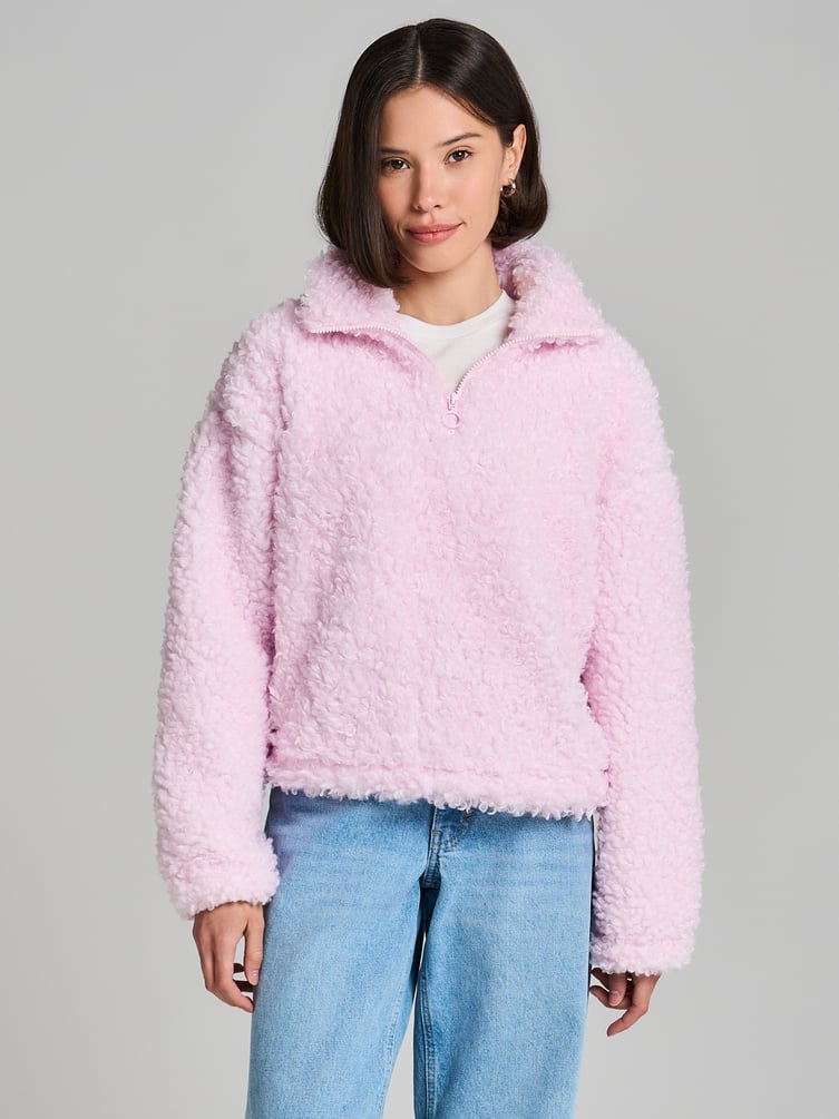 Свитшот меховой с полузамком молнией