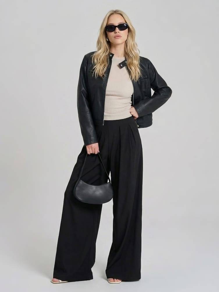 Брюки палаццо классические с защипами