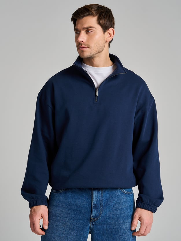 Свитшот оверсайз с молнией полузамком