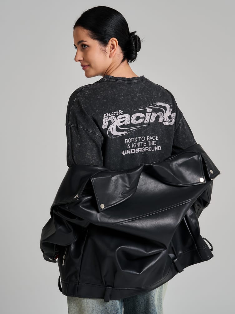 Футболка варенка оверсайз с надписью на спине