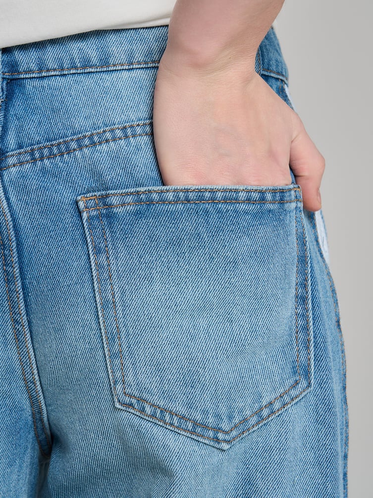 Джинсы широкие Balloon с лампасами