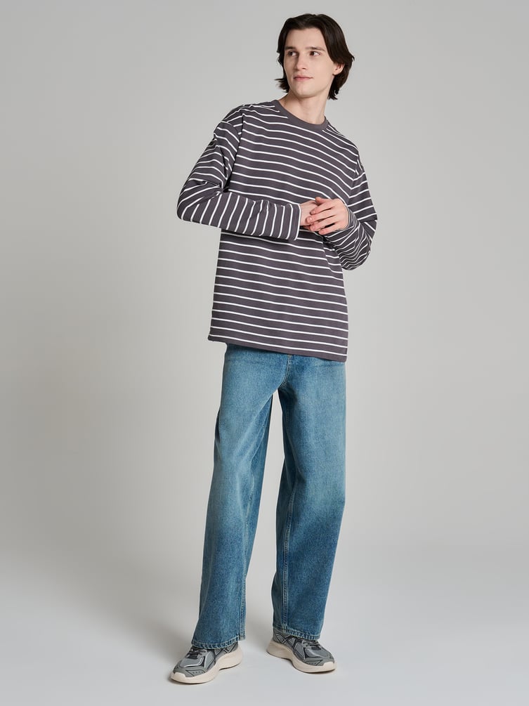 Полосатый лонгслив оверсайз