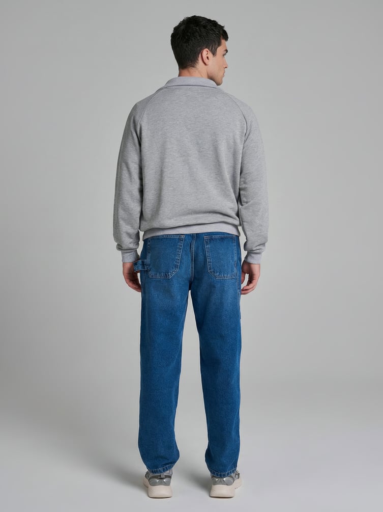 Джинсы багги зауженные с декоративной петлей