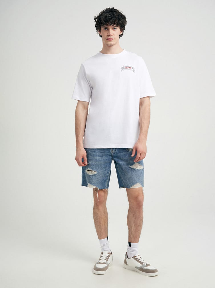 Футболка из хлопка с принтом на спине