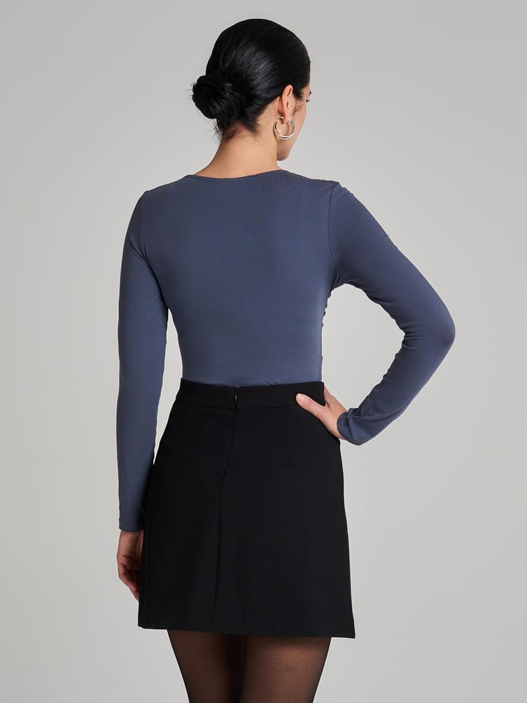 Боди-блузка с драпировкой и длинным рукавом