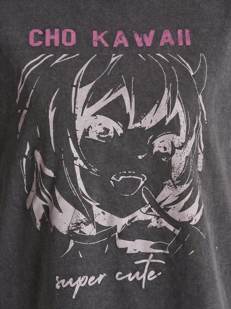 Хлопковая футболка оверсайз варенка с принтом аниме
