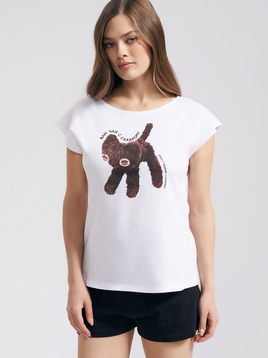 Хлопковыя пижама с футболкой и шортами