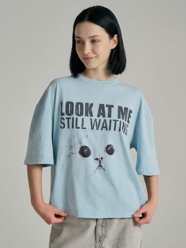 Футболка оверсайз с принтом кошки