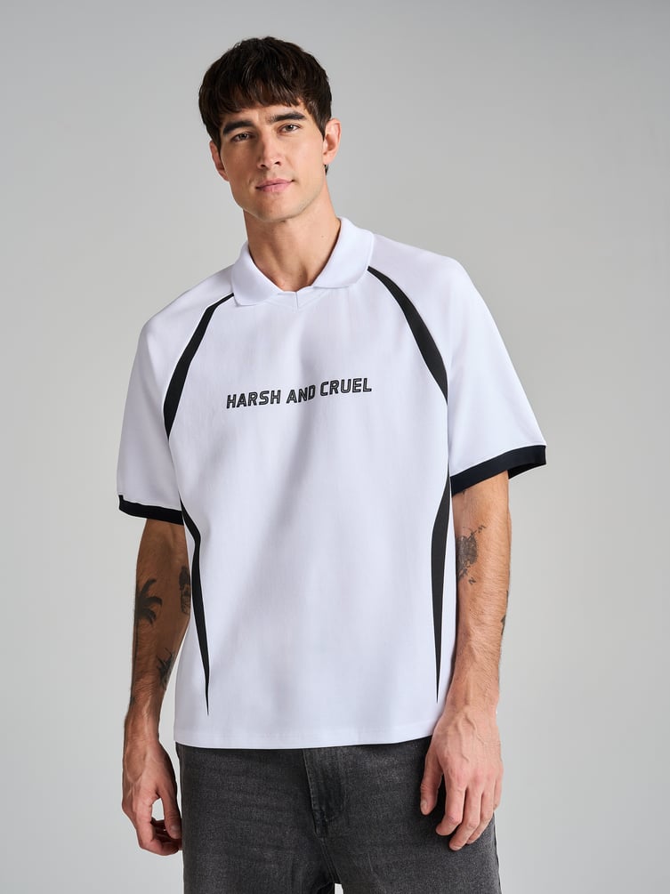 Футболка с воротником поло и надписью