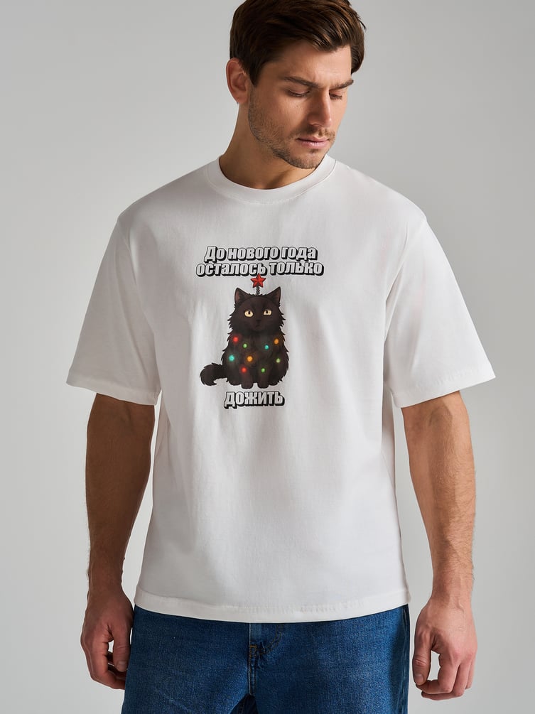Футболка из хлопка с новогодним принтом