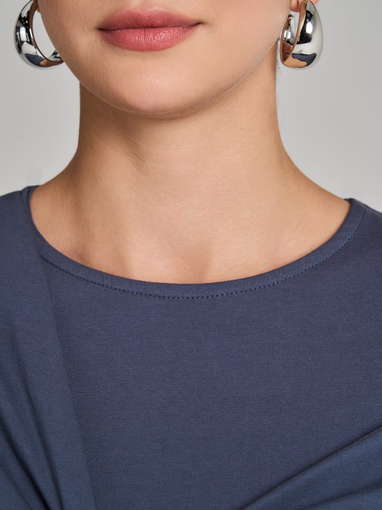 Боди-блузка с драпировкой и длинным рукавом