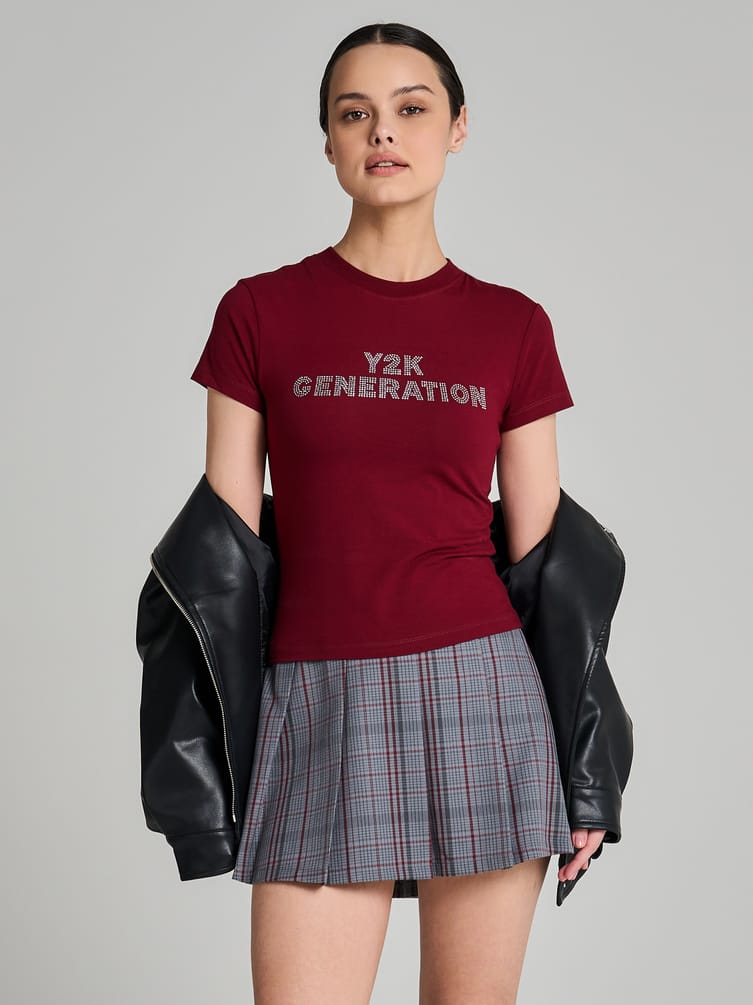 Футболка из хлопка с надписью из страз