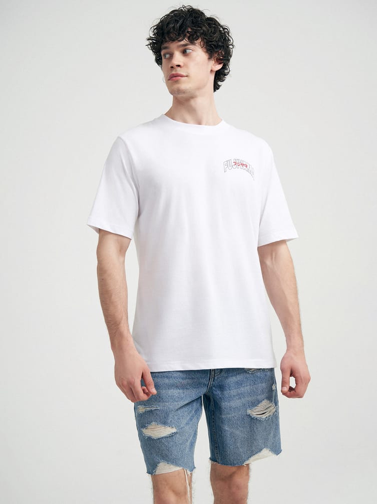 Футболка из хлопка с принтом на спине