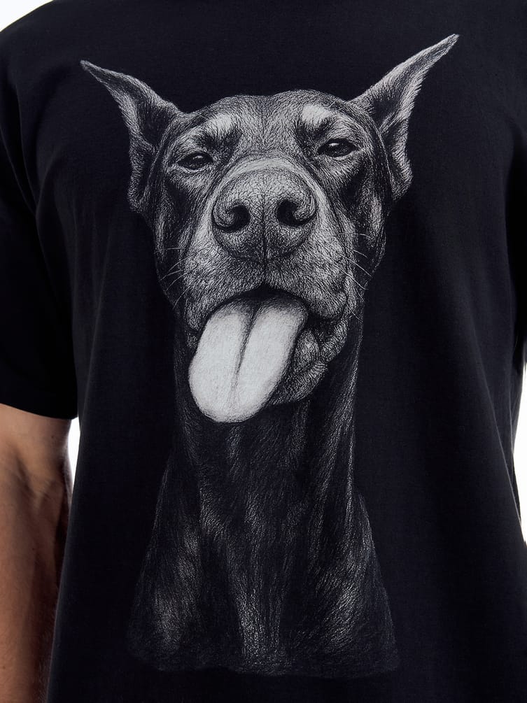 Хлопковая пижама с принтом добермана