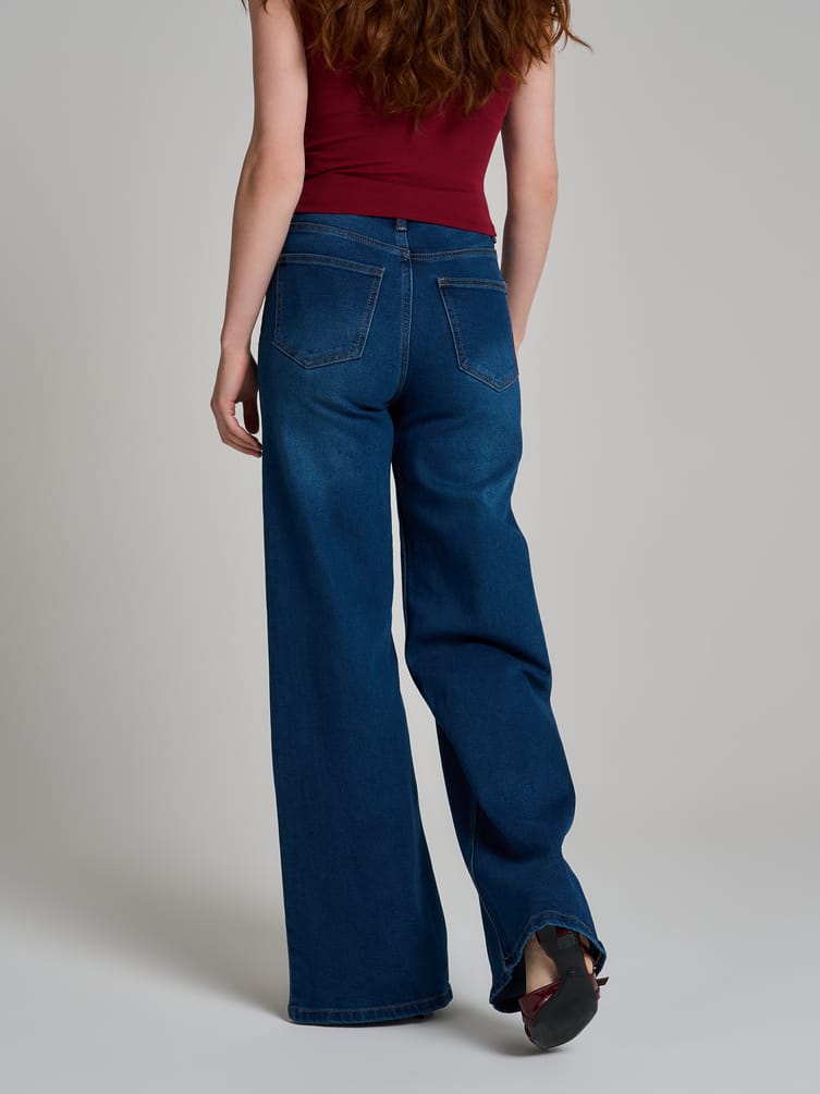 Джинсы широкие с завышенной талией