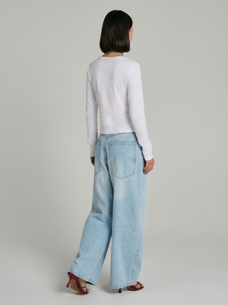 Джинсы багги широкие с вареным эффектом