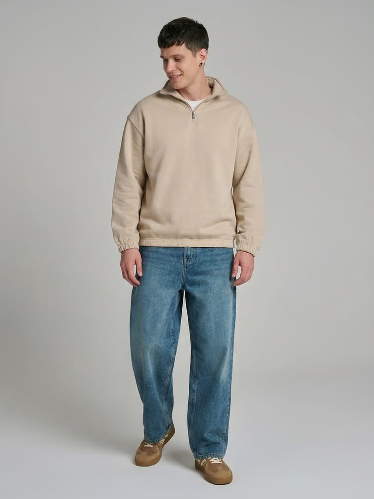 Утепленная толстовка с высоким горлом и начесом