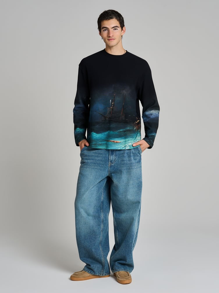 Лонгслив с принтом картин Третьяковской галереи