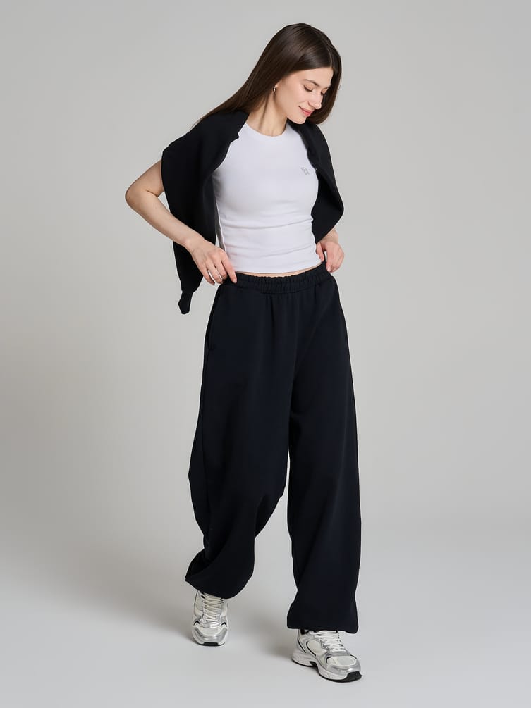 Спортивные брюки джоггеры с высокой талией