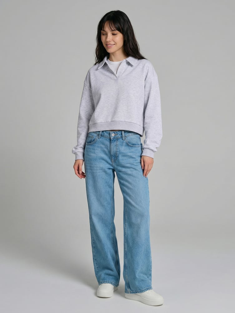 Свитшот без начеса с воротничном