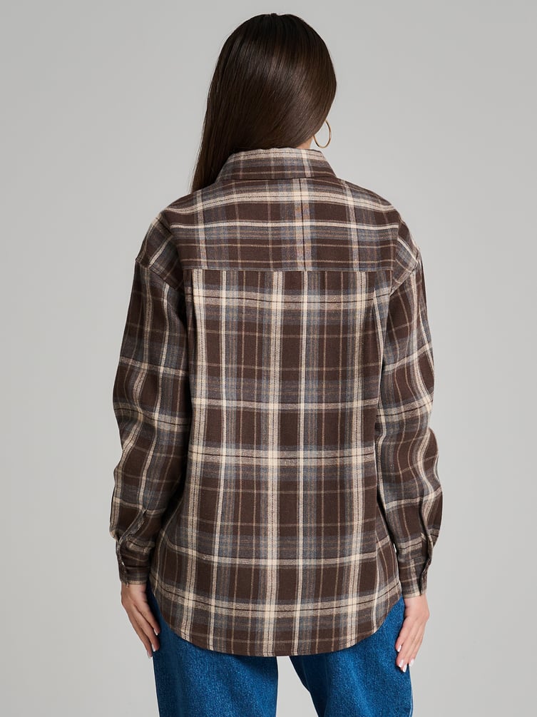 Рубашка осенняя в клетку оверсайз