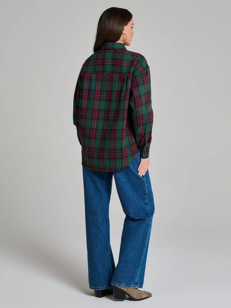 Рубашка осенняя в клетку оверсайз