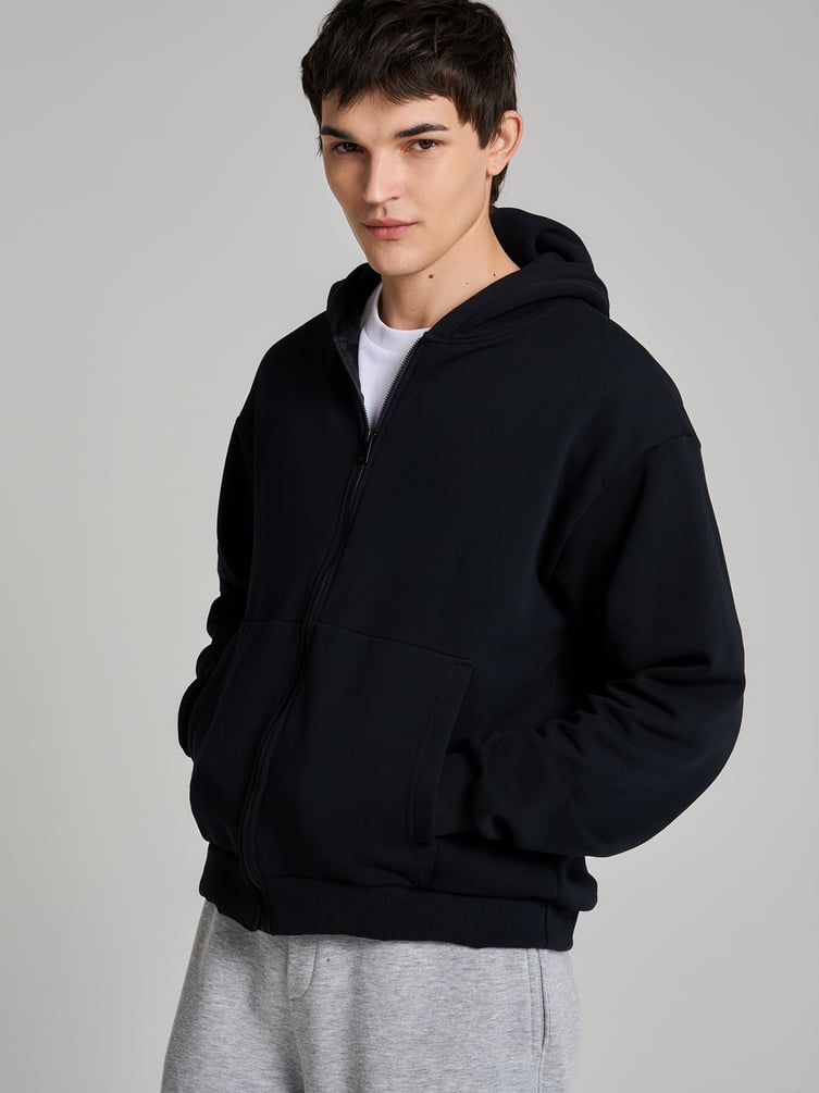 Утепленное zip-hoodie толстовка с начёсом