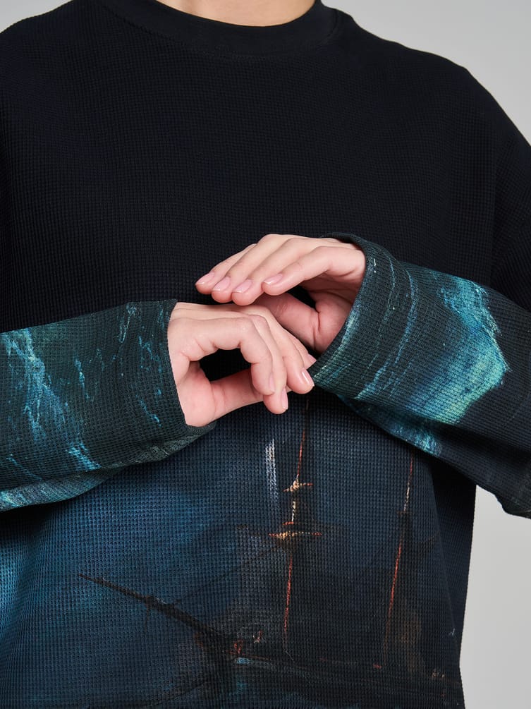 Лонгслив с принтом картин Третьяковской галереи