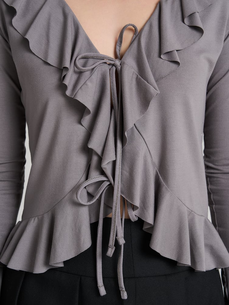 Кардиган на завязках с рюшами