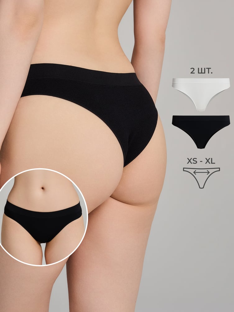 Трусы-танга - 2 шт. в рубчик