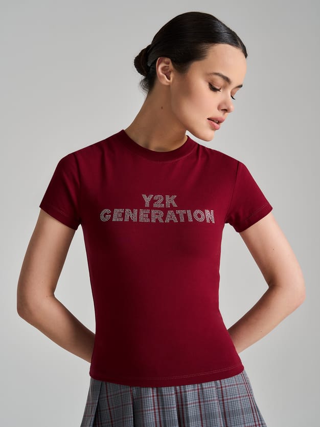 Футболка из хлопка с надписью из страз