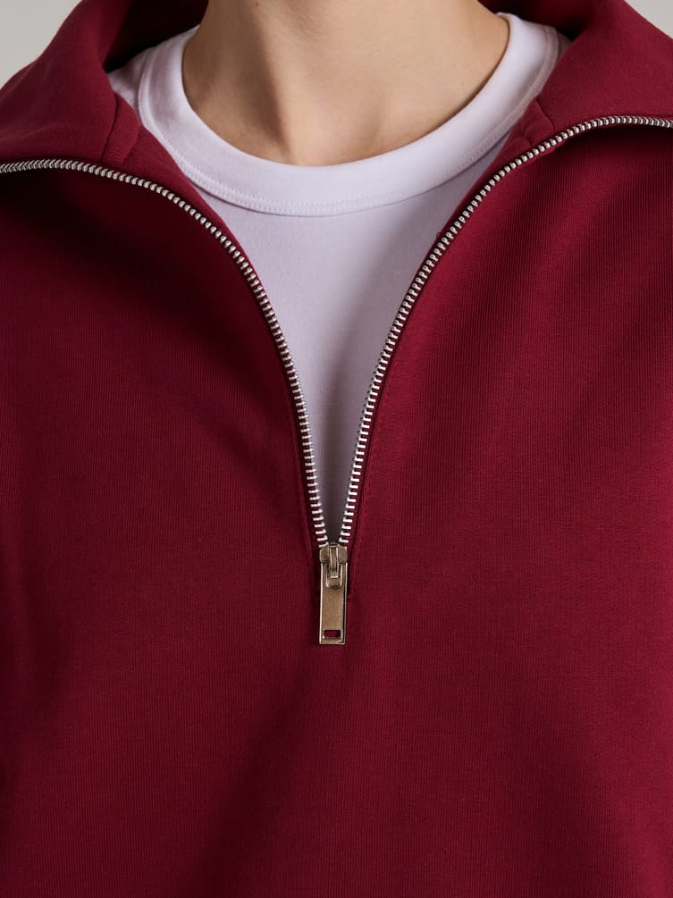 Теплая толстовка оверсайз с полузамком и начесом